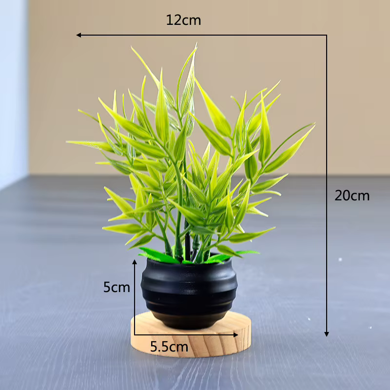 Bonsaï artificiel vert fausse plante feuille de bambou fleur