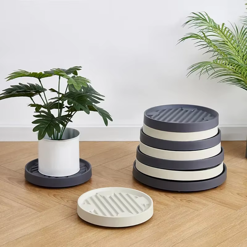 Support de jardinière rond mobile avec roues