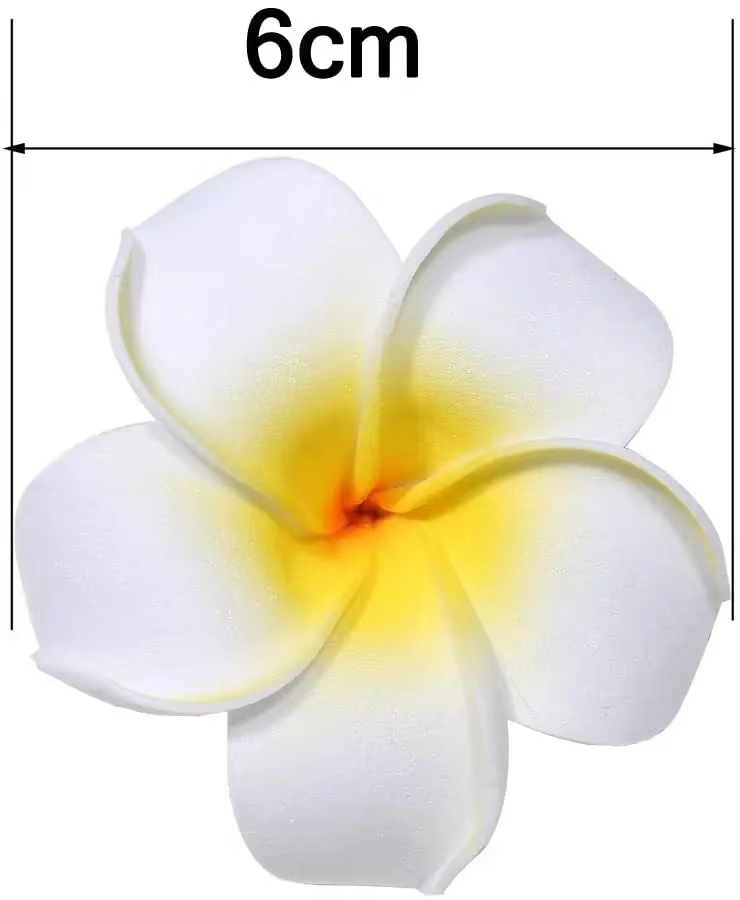 50 pièces 2.4 "mousse blanche frangipanier hawaïen Plumeria artificielle fleur chapeau pinces à cheveux pour la maison fête plage vacances décoration