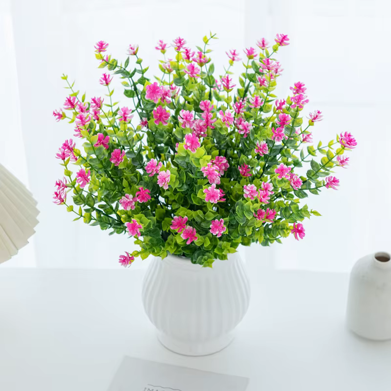Artificielle Fleurs En Plastique Faux Eucalyptus Plante Mariage nuptiale bouquet De Noël Décor Vase pour La Maison fenêtre rebord bonsaï Festival