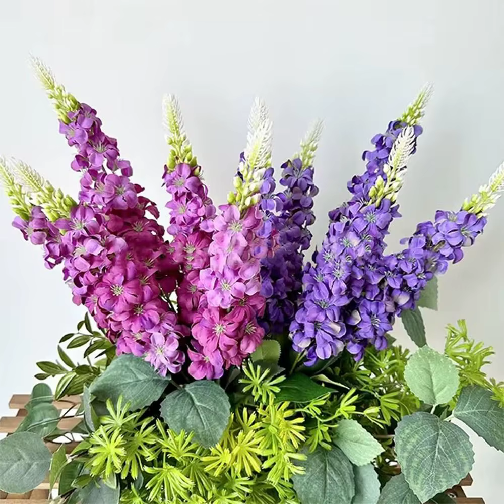 5 tiges de fleurs artificielles de jacinthe multicolores