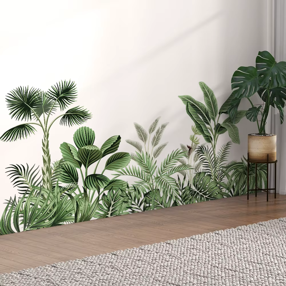 Autocollants muraux plante tropicale Jungle pour salon maison chambre armoire décoration murale auto-adhésif vinyle autocollant papier peint