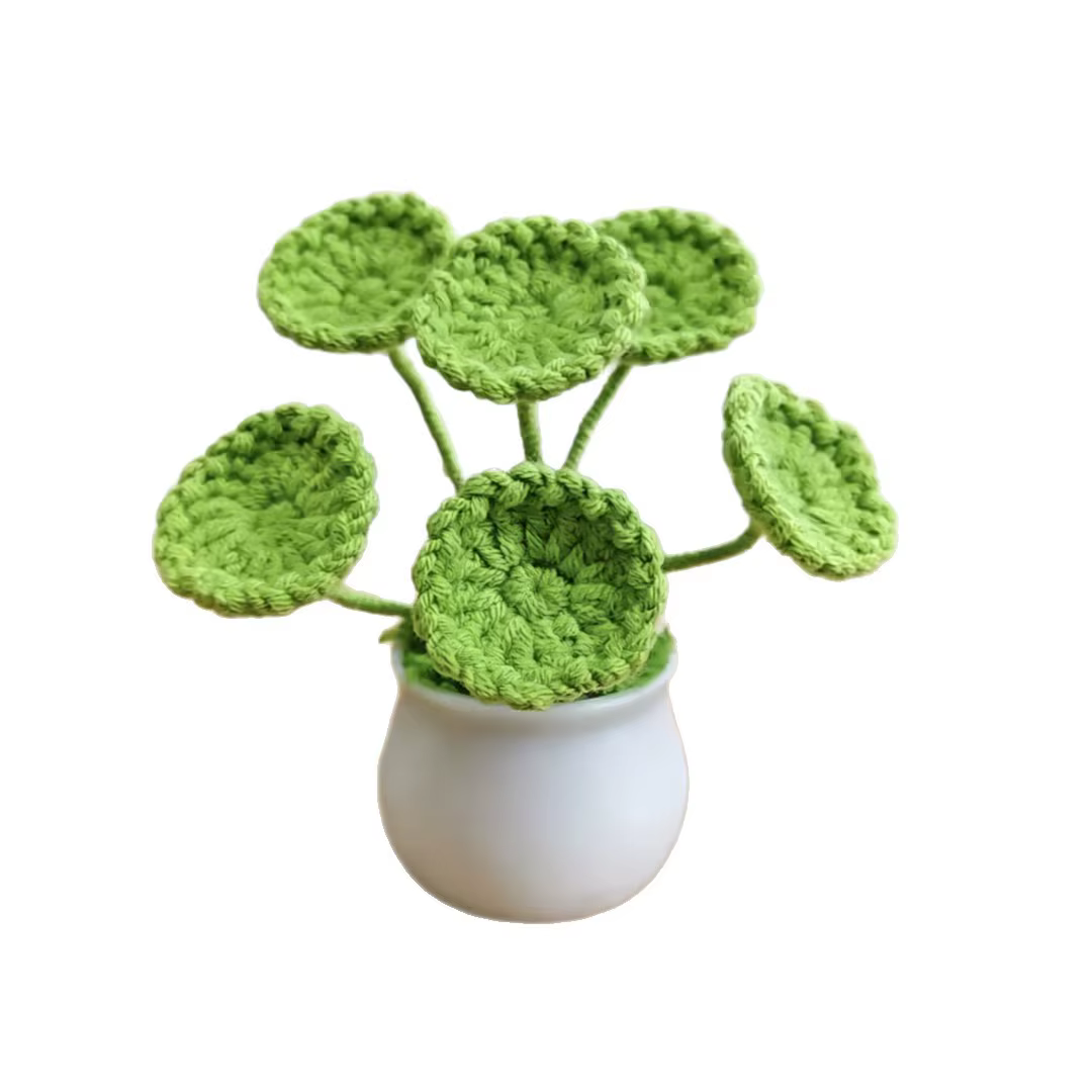Joli pot de plante artificielle en crochet