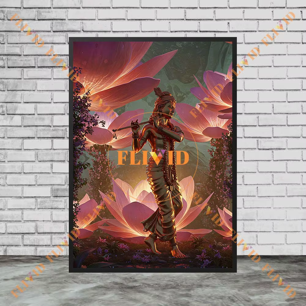Affiche de fleurs de Lotus de la déesse hindouisme Lakshmi