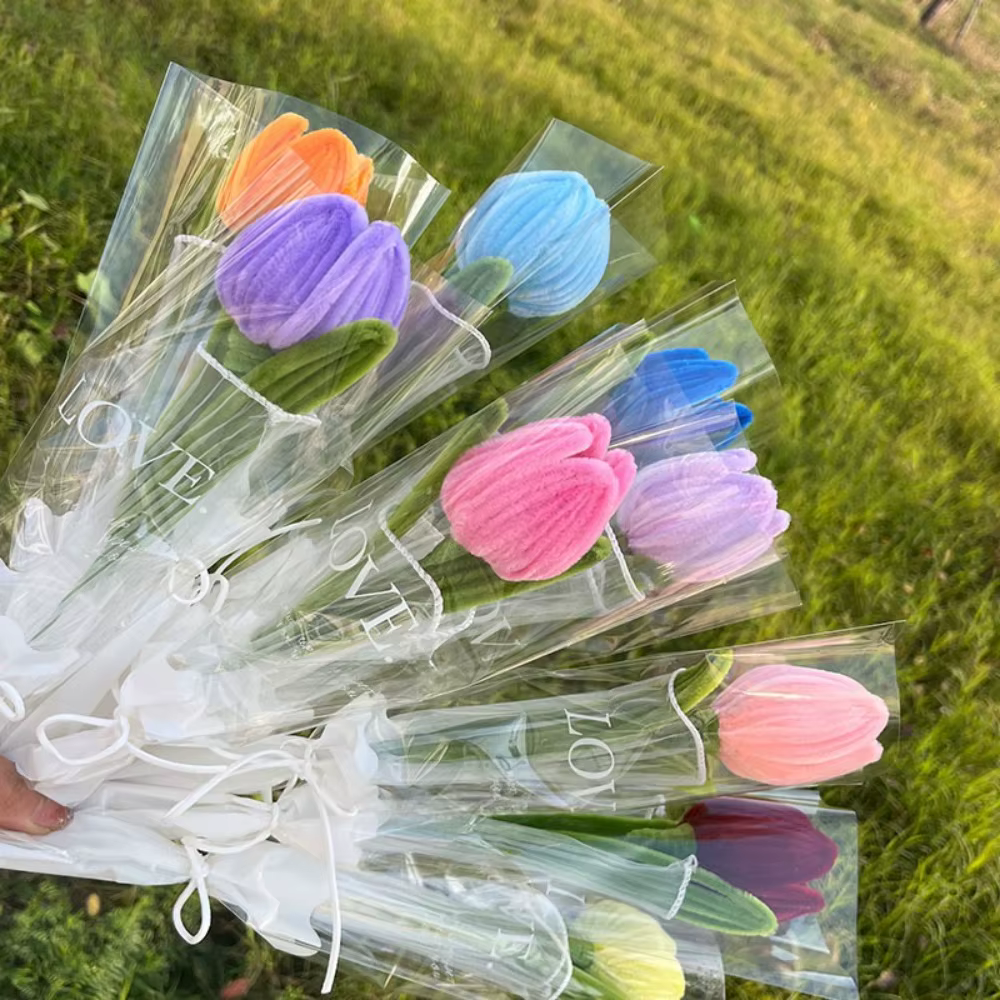 Romantique 30 cm tricot fleur Rose tulipes cadeaux faits à la main ​ Simulation