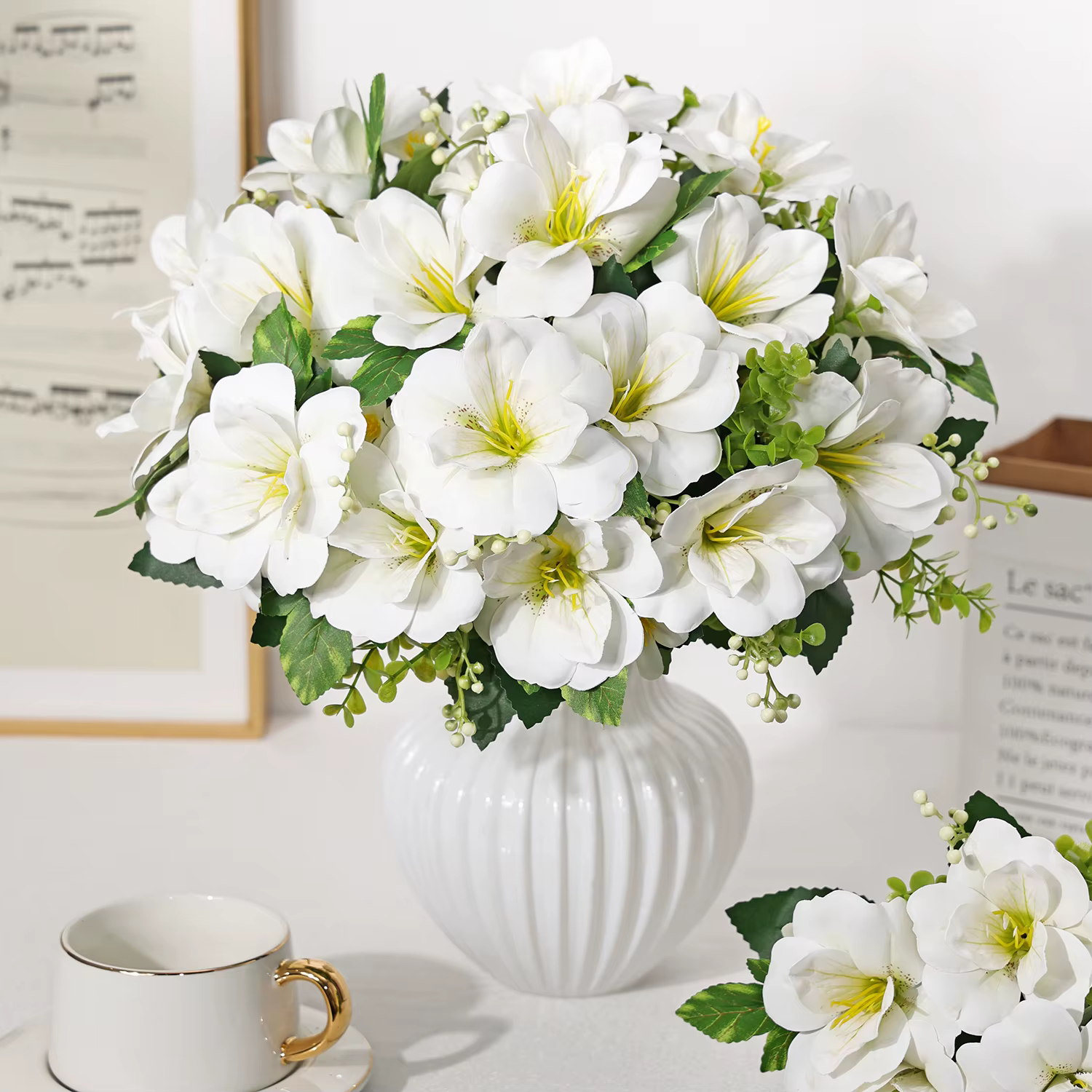 Fleurs artificielles Azalea Couronne de mariage Accueil Chambre Table Automne Décor Bouquet de mariée Jardin Vase Conseil Extérieur Cour Bricolage Cadeau