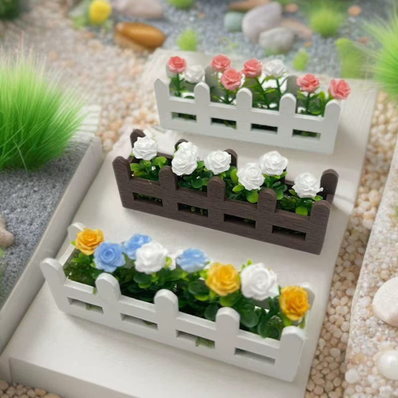 Mini fleur en pot, ensemble de fleurs de clôture de roses