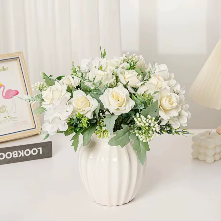 Fleurs Artificielles en Soie Gardenia Hortensia pour Bouquet de Mariage, Décoration de Table, Vase, Guirlande de Fête, Cadeaux DIY, Accessoires Décoratifs