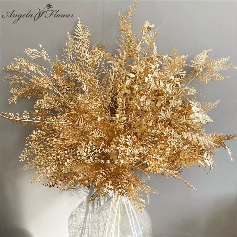 Matériaux d'arrangement de fleurs artificielles série dorée