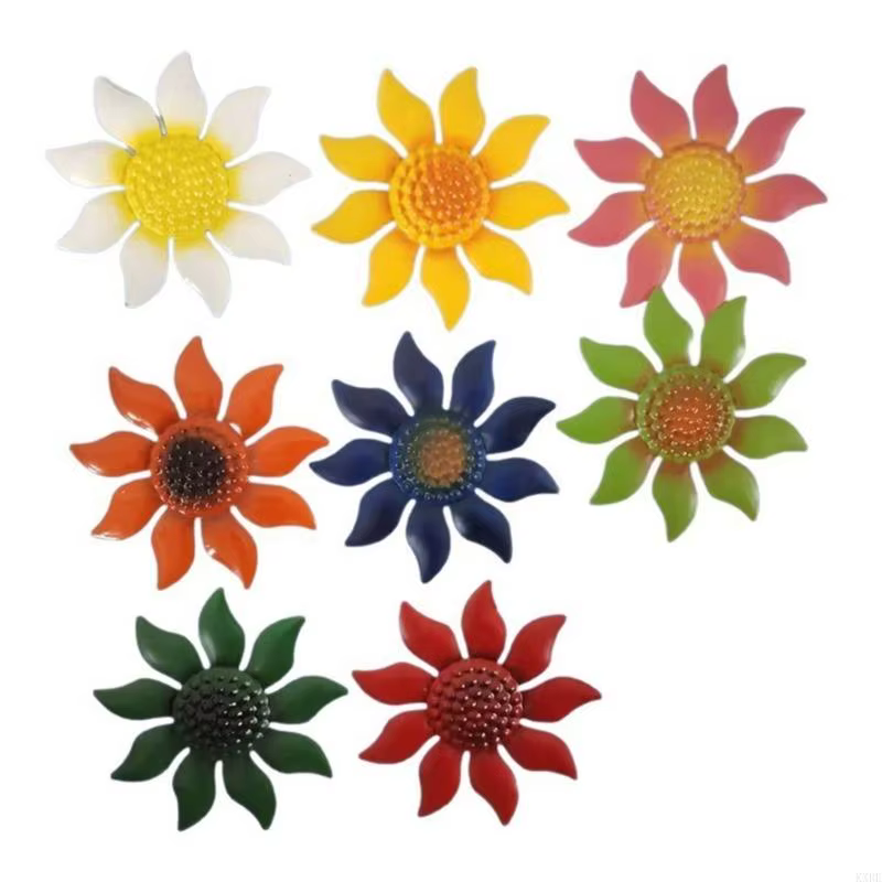 Ensemble 8 articles d'art fleurs en métal