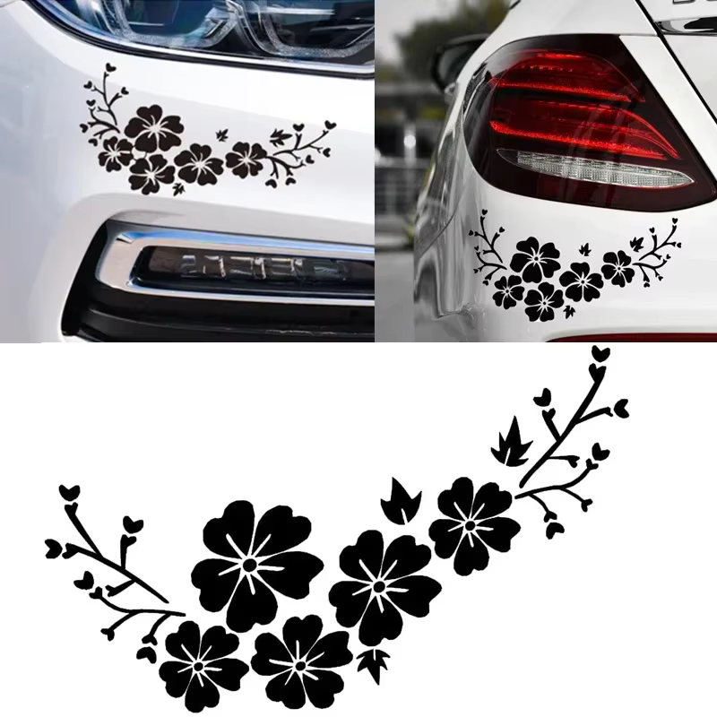 Autocollant de carrosserie de voiture motif fleur, décalcomanie en vinyle pour vitre de voiture, pare-chocs, porte, autocollant de protection contre les rayures, décalcomanie automobile, décoration de
