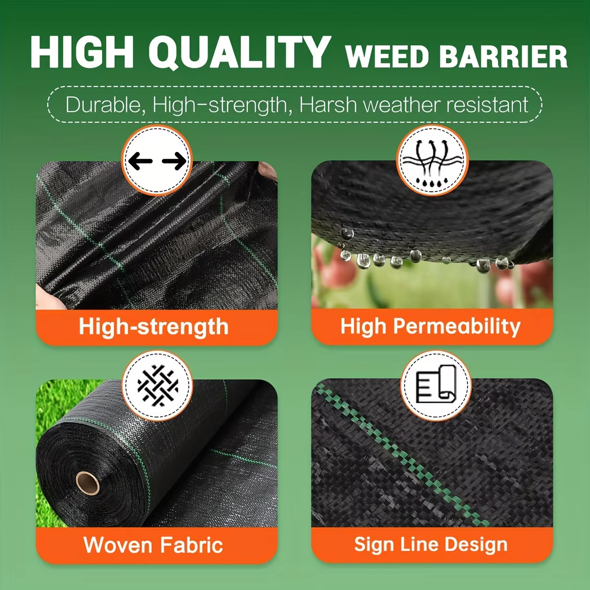 Toile de paillage horticole noire en PP respirante et perméable à l'eau pour jardin et potager