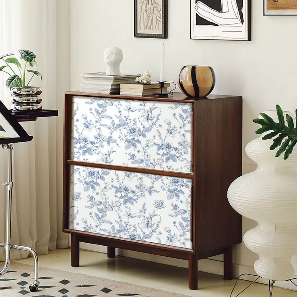 Papier peint autocollant bleu floral