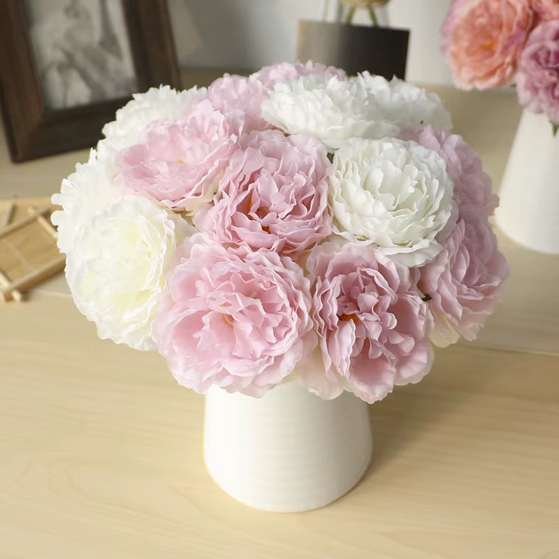 5 têtes/bouquet pivoine fleurs artificielles décor à la maison soie fausse fleur pivoines