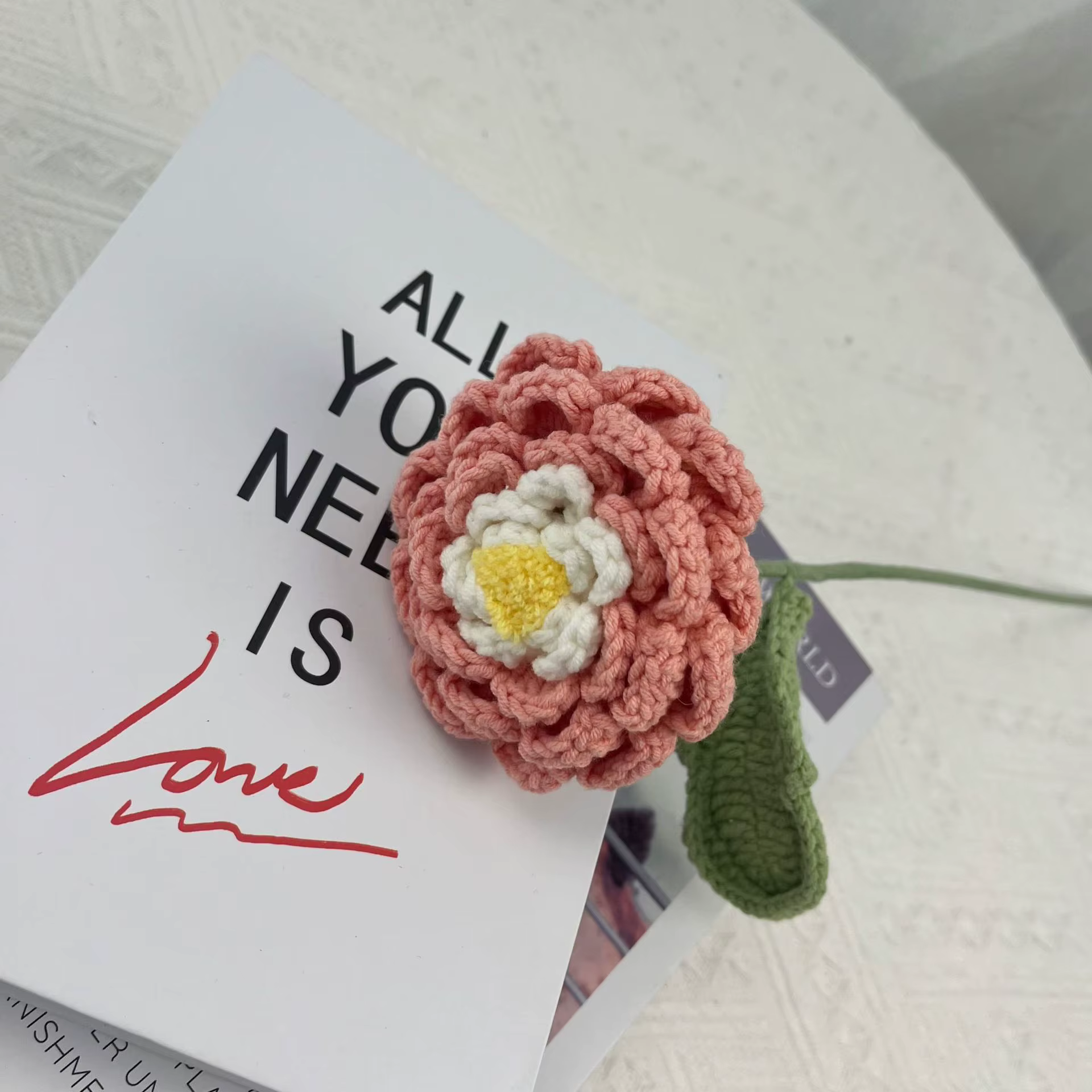 Crochet fil fleur pivoine Bouquet maison bureau ornement vie éternelle