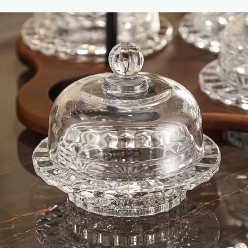 Assiette à dessert en verre avec couvercle, assiettes à fruits compartimentées, plateau à collations, bol à collations, plateau de rafraîchissement, plat à gâteau, plat à dim sum, assiettes à pâtisser