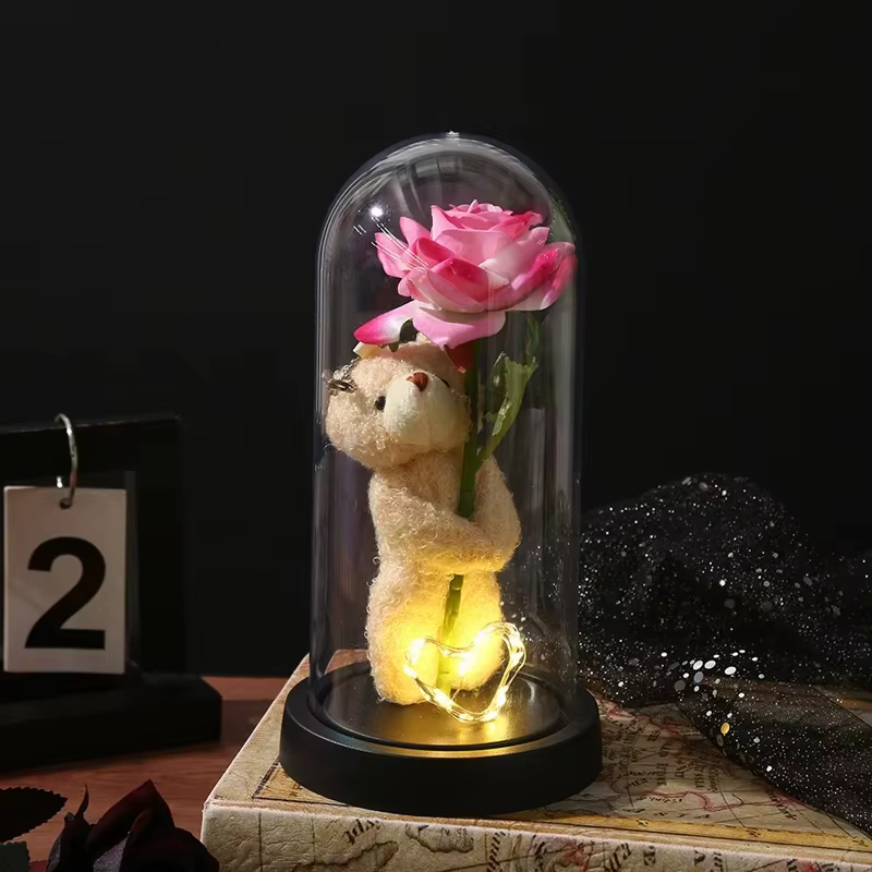 Rose éternelle en dôme de verre