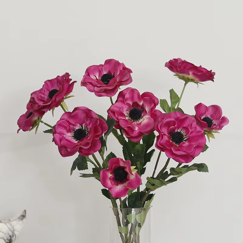 Fausses fleurs d'anémone à 3 têtes