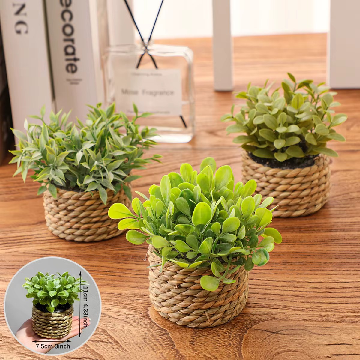 XIYA fleur vert plantes artificielles Eucalyptus herbe tissé petites