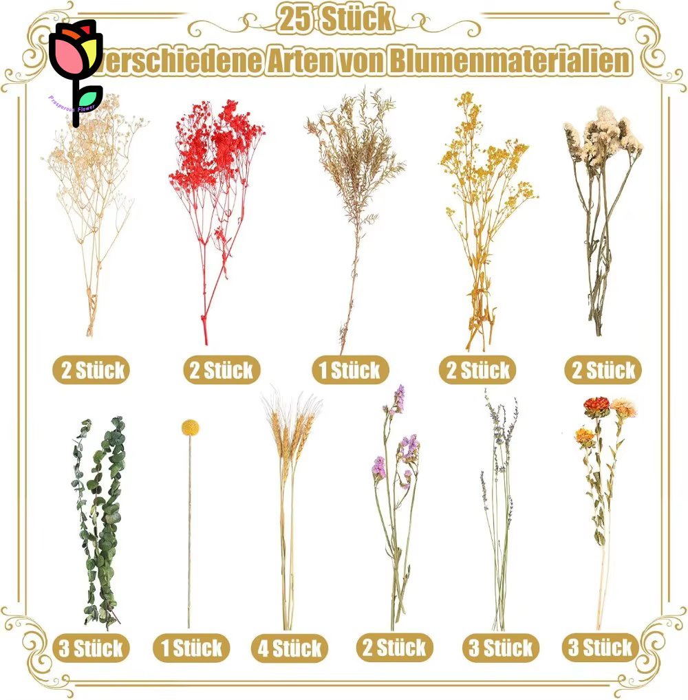 Bouquet de fleurs séchées naturelles 42 cm