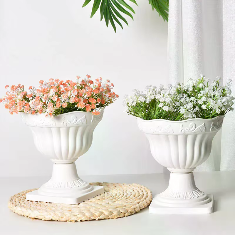 Grand jardinière extérieure colonne romaine Pot de fleur Pots de plantation balcon ménage blanc en plastique porche décor Pot de fleurs