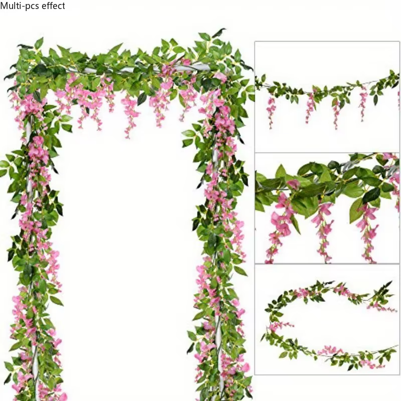 1/2 pièces Guirlande de glycine artificielle en soie – Décoration pour la maison