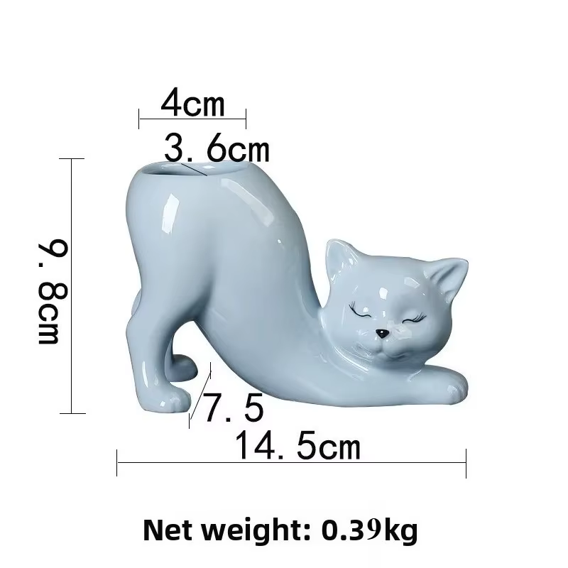 Pot de fleurs en céramique en forme de chat créatif et mignon