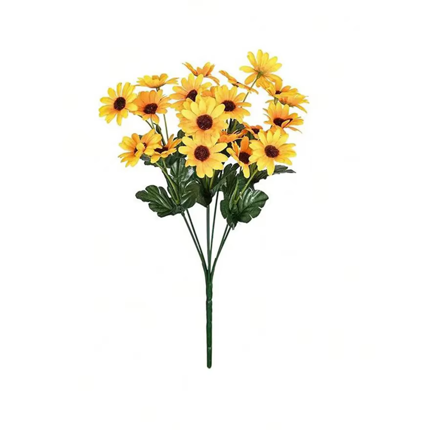 Fleur artificielle Soie Jaune Petite Marguerite Haute Qualité Mariage Bouquet De Mariée Maison vase table Bricolage Cadeau Boîte Scrapbook Décoration