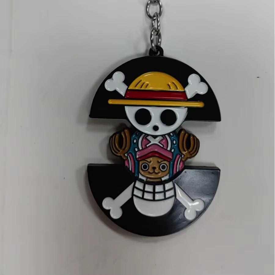 Porte-clés une pièce en métal rétractable, accessoire Luffy Ace Chopper