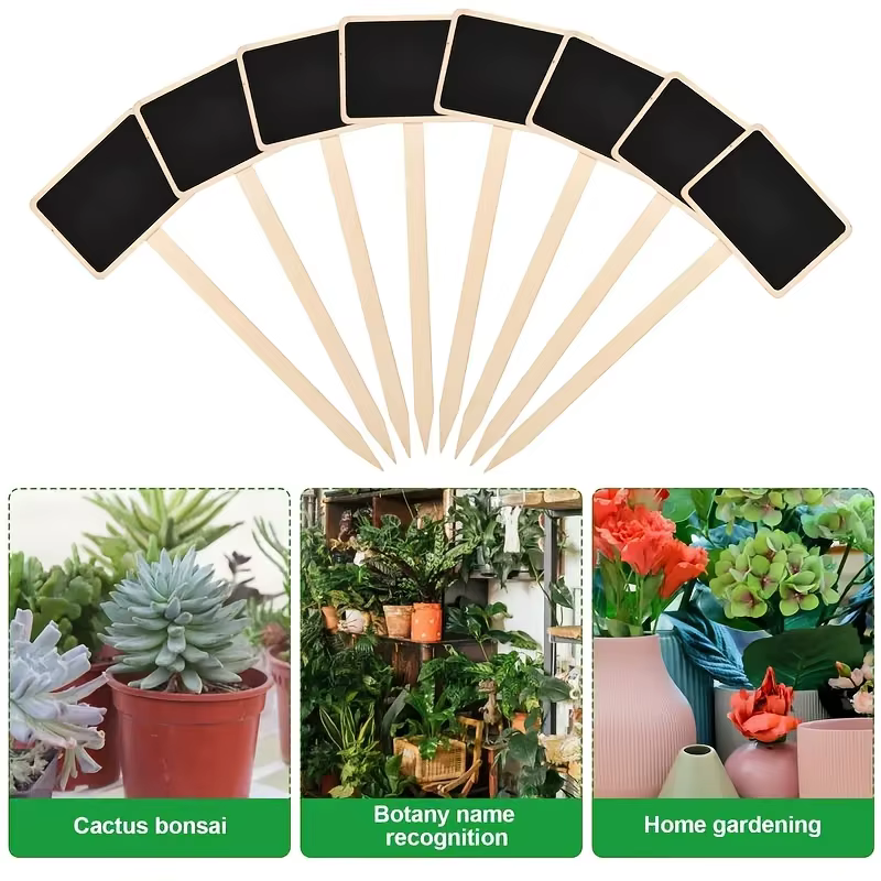 Étiquettes de plantes rustiques en bois, panneaux de jardin en forme de T, tableau noir, support au sol, 20 pièces