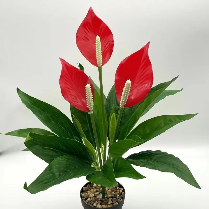 Plantes vertes artificielles en pot d'anthurium