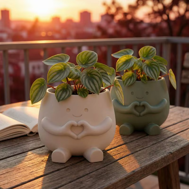 Pot de fleurs en résine en forme de tête de fleur mignon