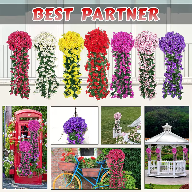 1PC fleurs artificielles soie Violet tenture murale scène de mariage décor maison empotage extérieur jardin fête