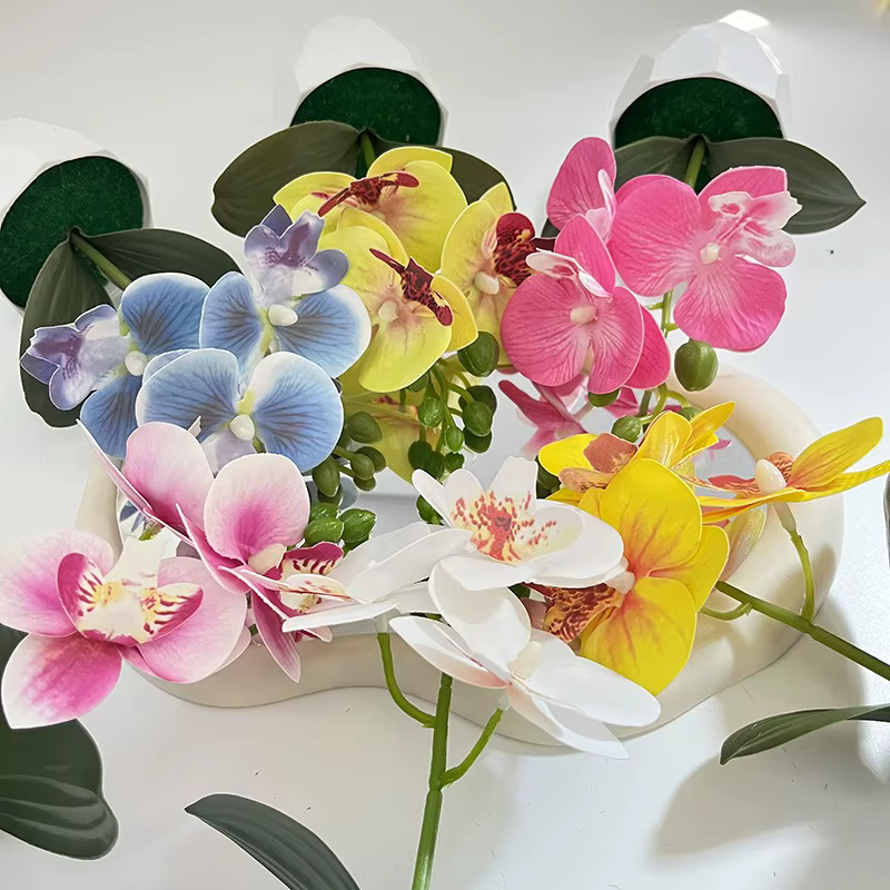 Trois simulés papillon orchidée diamant bonsaï petits ornements hôtel chez l'habitant ensemble de bureau Mini poterie de plante verte