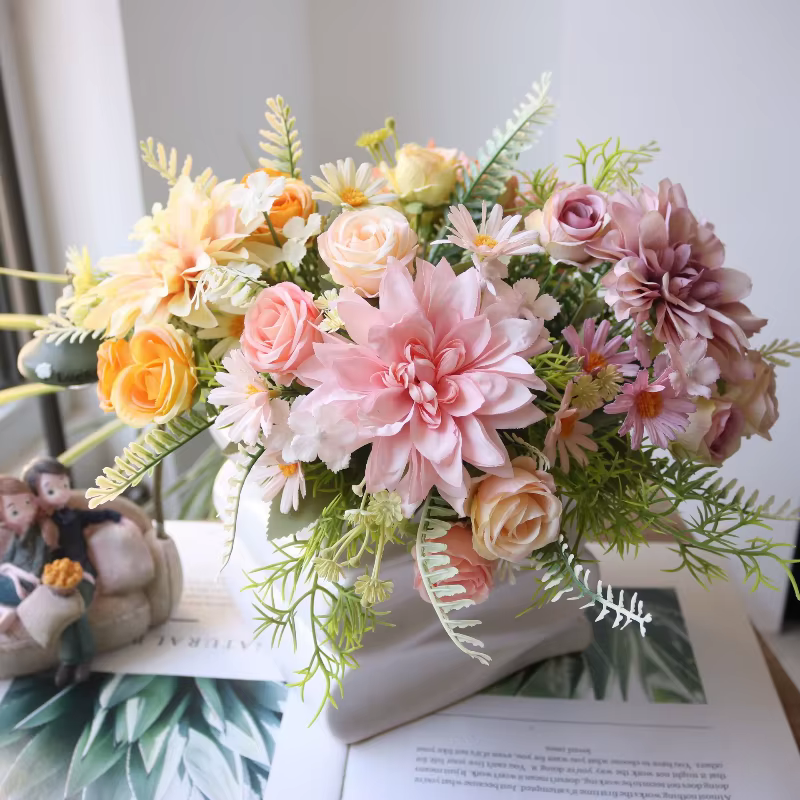 Bouquet de Roses artificielles en soie