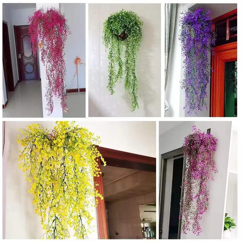1 pièce de plante grimpante artificielle murale en saule clochette doré