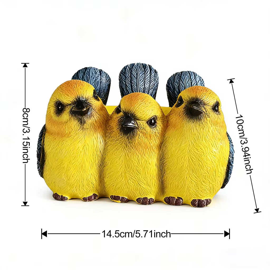 Pot de fleurs en résine en forme d'oiseau jaune mignon