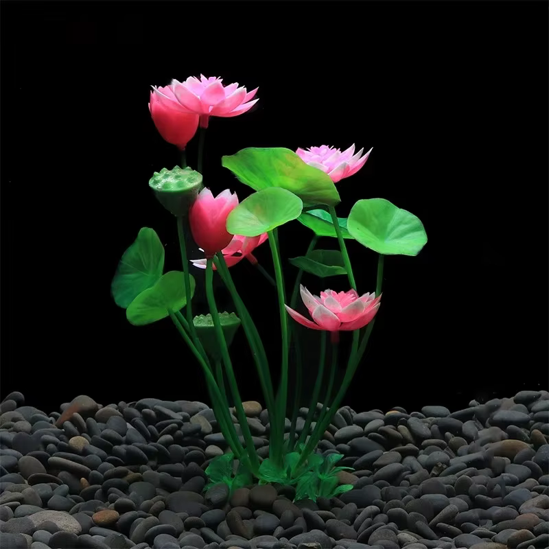 Décoration d'aquarium plantes artificielles Lotus Aquarium aménagement paysager eau herbe ornements aquatique simulé fleur plante fournitures