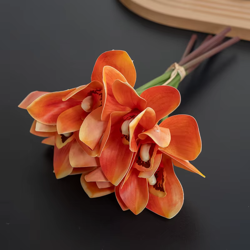 1 Bouquet de 6 fleurs d'orchidées simulées pour décoration de mariage