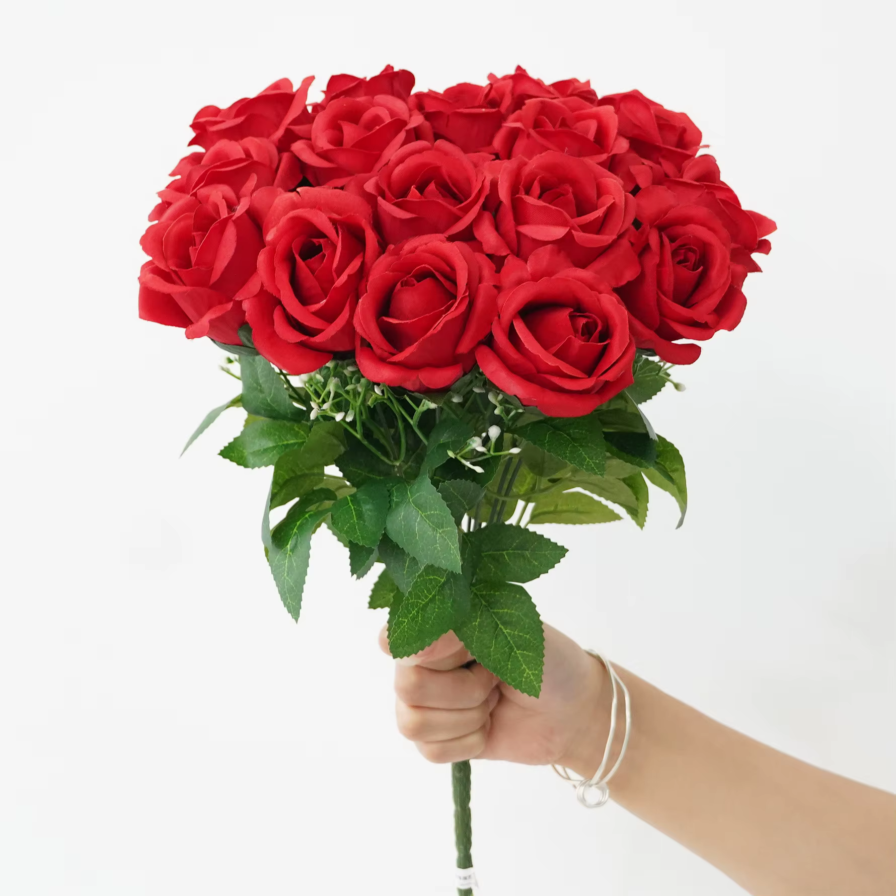 HMEOT H4168 Bouquets de roses artificielles à 18 têtes pour arrangements floraux de mariage