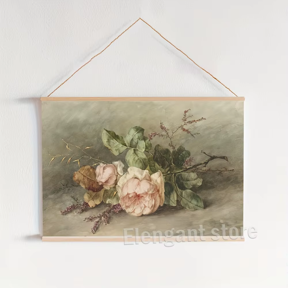 Peinture sur toile à l'huile de pivoines de fleurs vintage