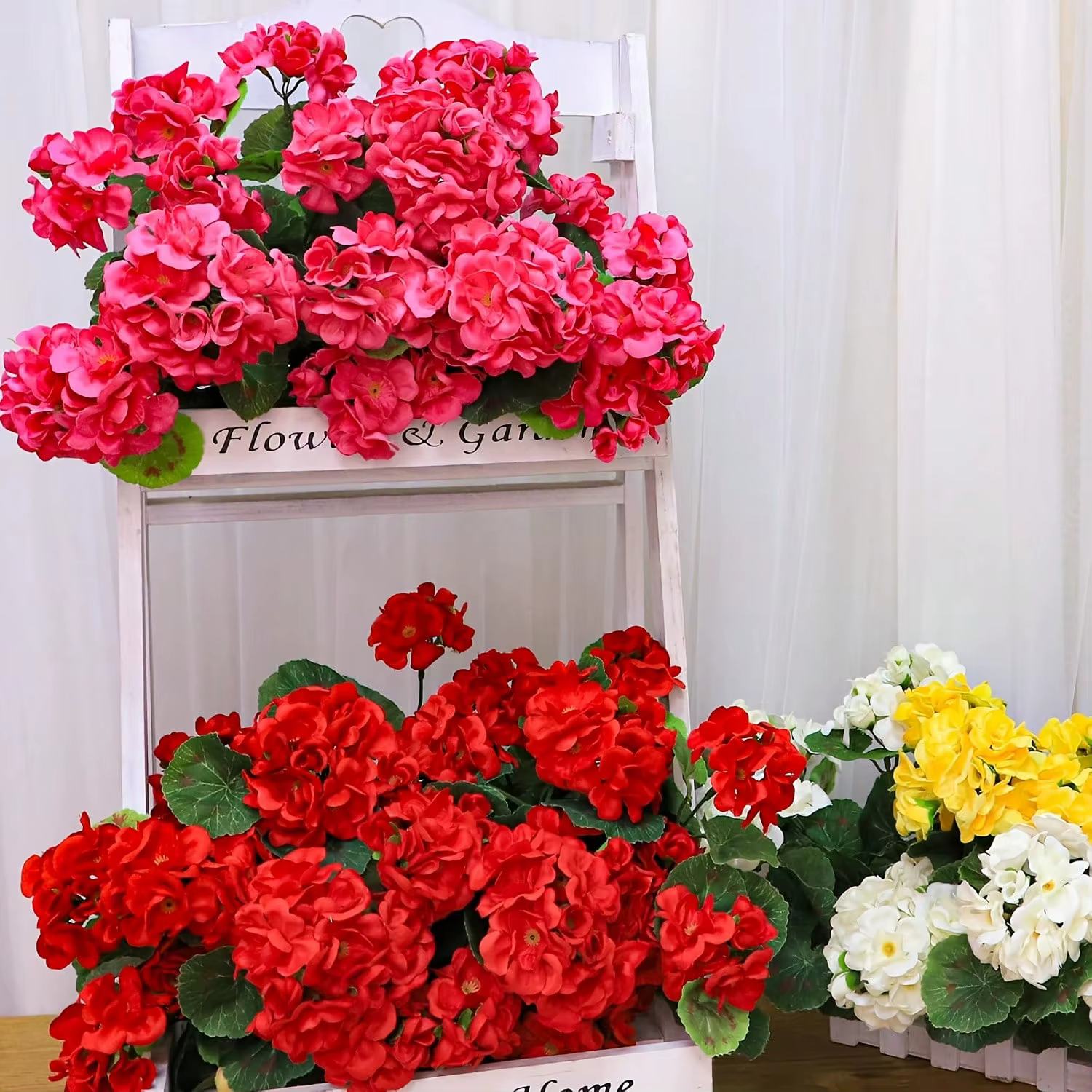 1/2/4 pièces fleurs artificielles réalistes avec feuillage vert intérieur extérieur jardin porche Patio fenêtre boîte décor planteur suspendu