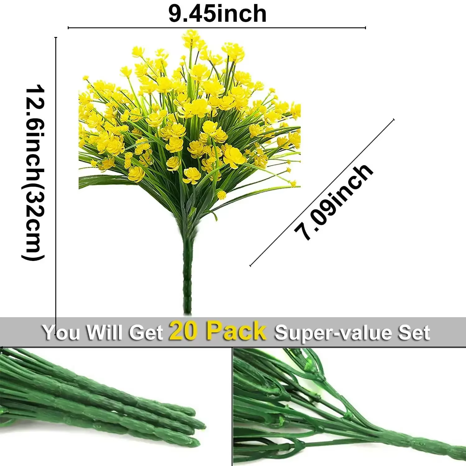 Fleurs artificielles fausses plantes extérieures arbustes en plastique résistants aux UV