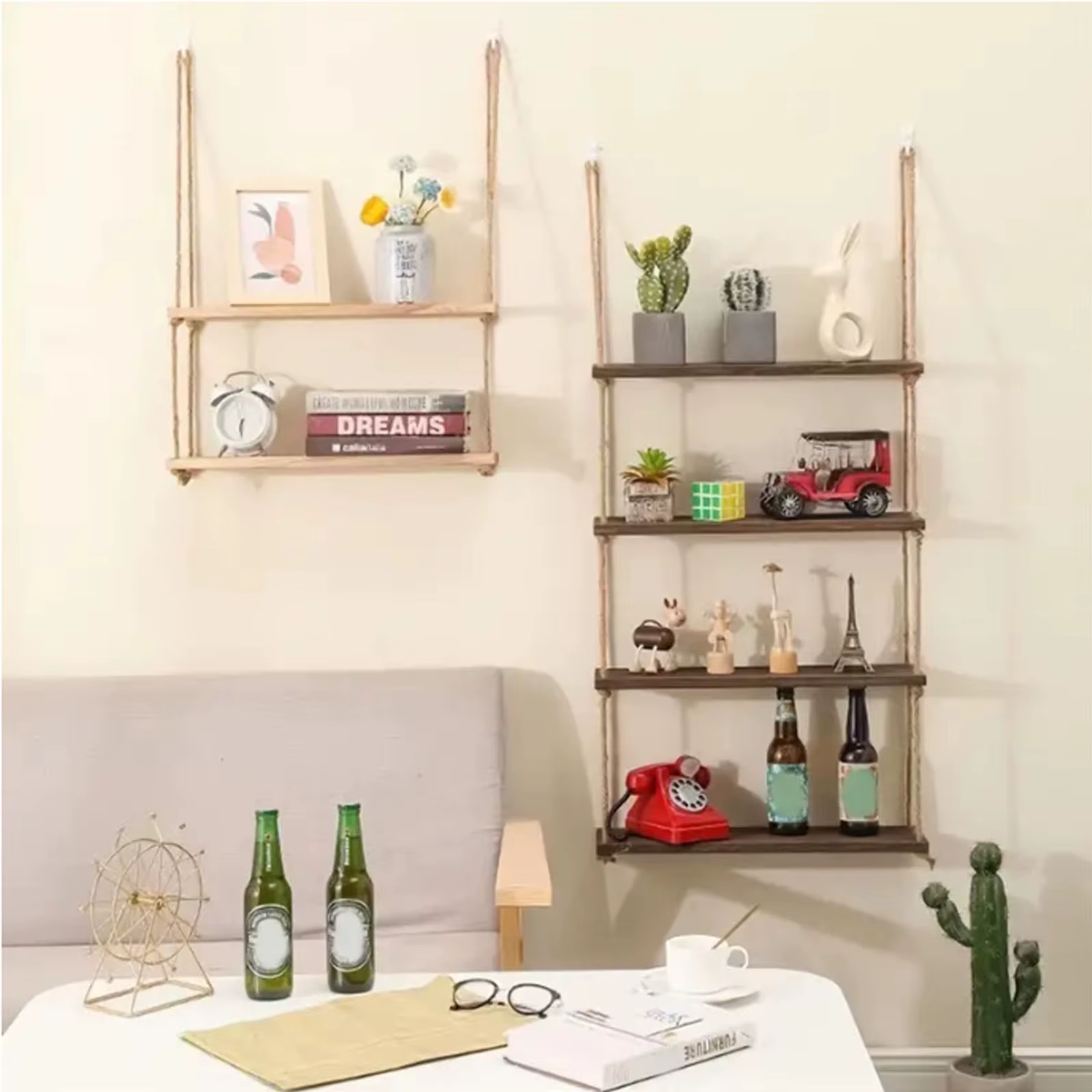 Étagères flottantes en bois pour plantes murales