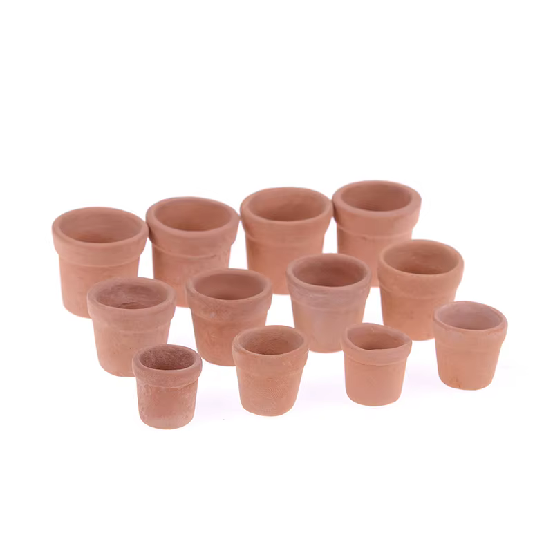 [F] 12 pots de fleurs miniatures pour maison de poupée 1:12
