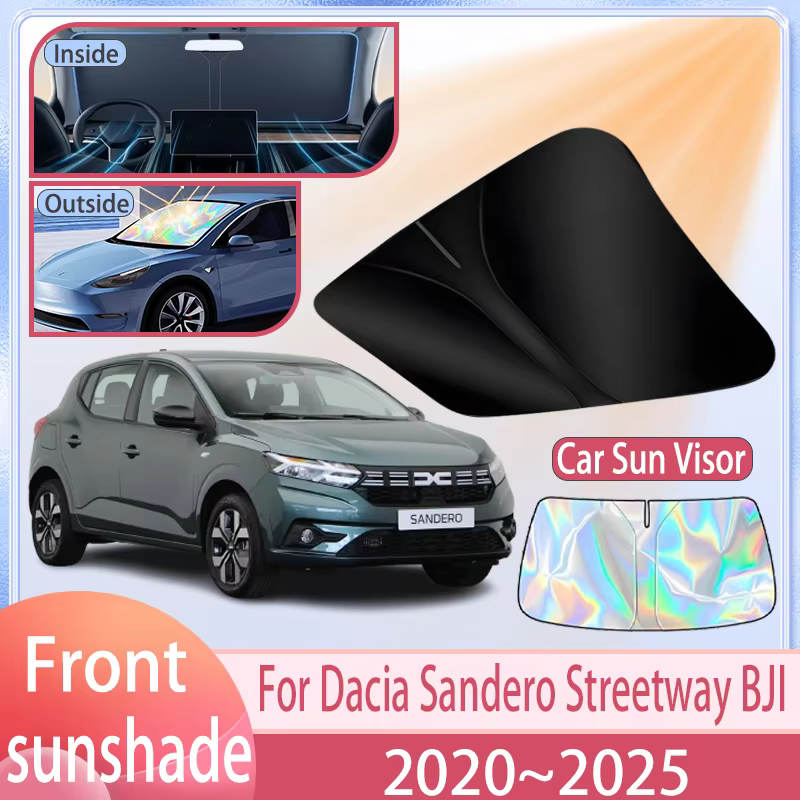 Pare-soleil de pare-brise avant de voiture pour Dacia Sandero Streetway BJI 2020 ~ 2025, couverture de pare-soleil, accessoires de Protection Anti UV