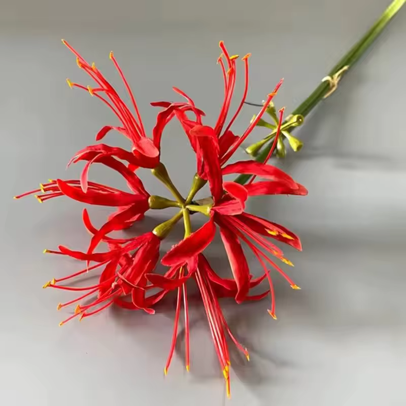Fleurs artificielles en soie de lys d'araignée rouge