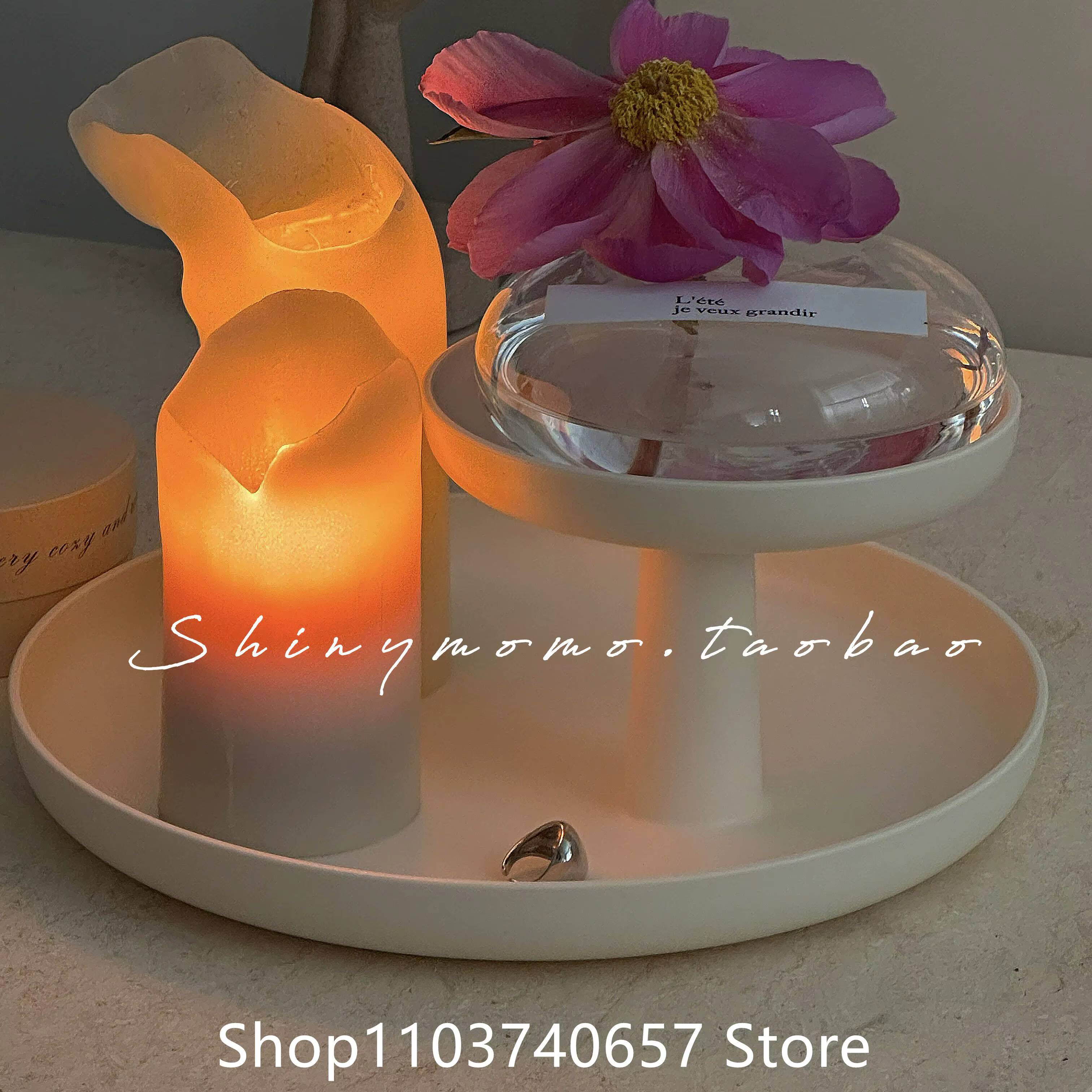 Vase en verre plat transparent de style français