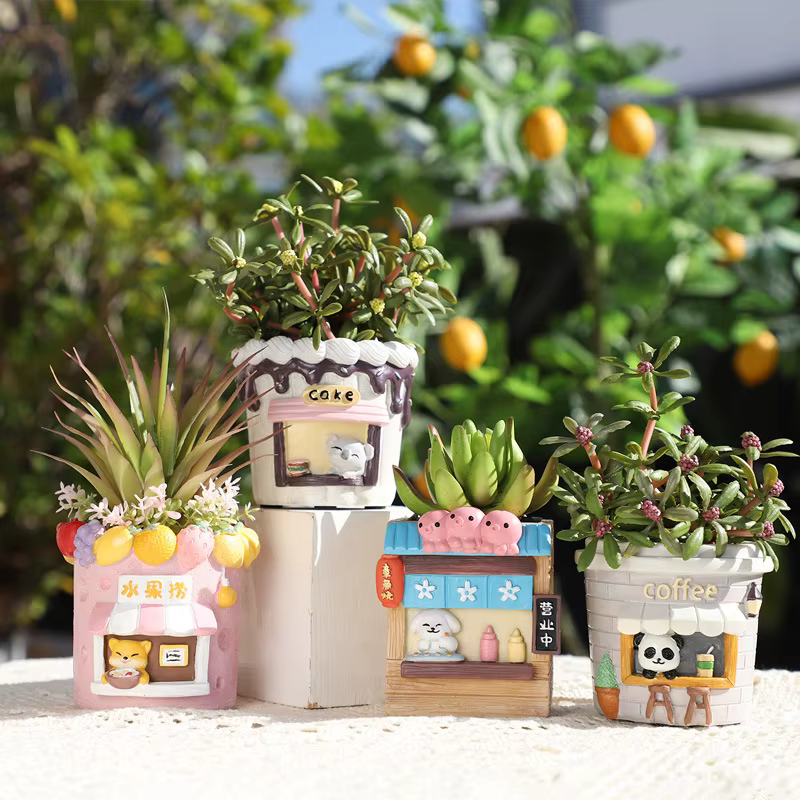Pots à plantes succulentes en résine de style street food créatif