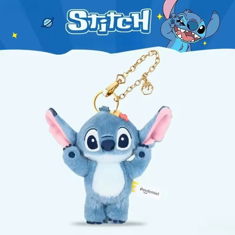 Porte-clés en peluche Stitch Potdemiel, décoration pour sac à dos, jouet chiot interstellaire, cadeau d'anniversaire, accessoires pour sac et casquette